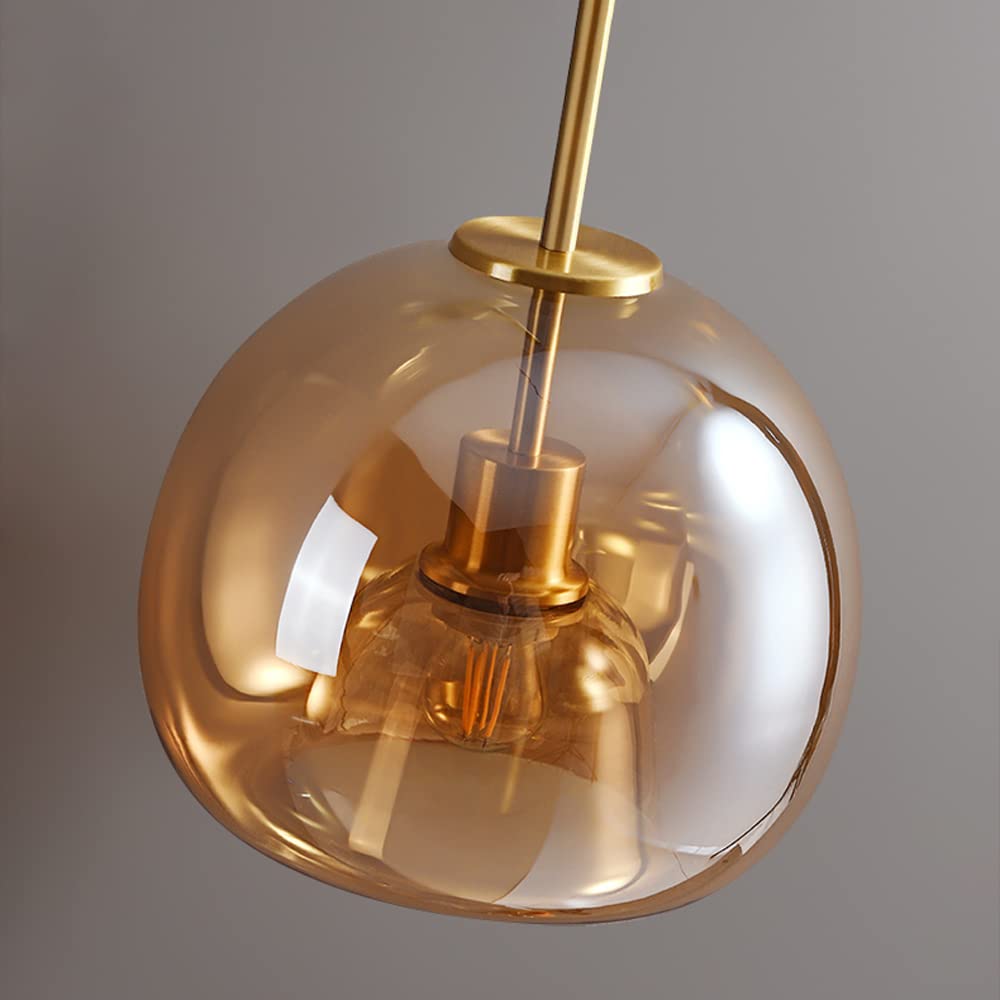 Loftlampe i kobber og glas — klassisk stil, halvt planmonteret