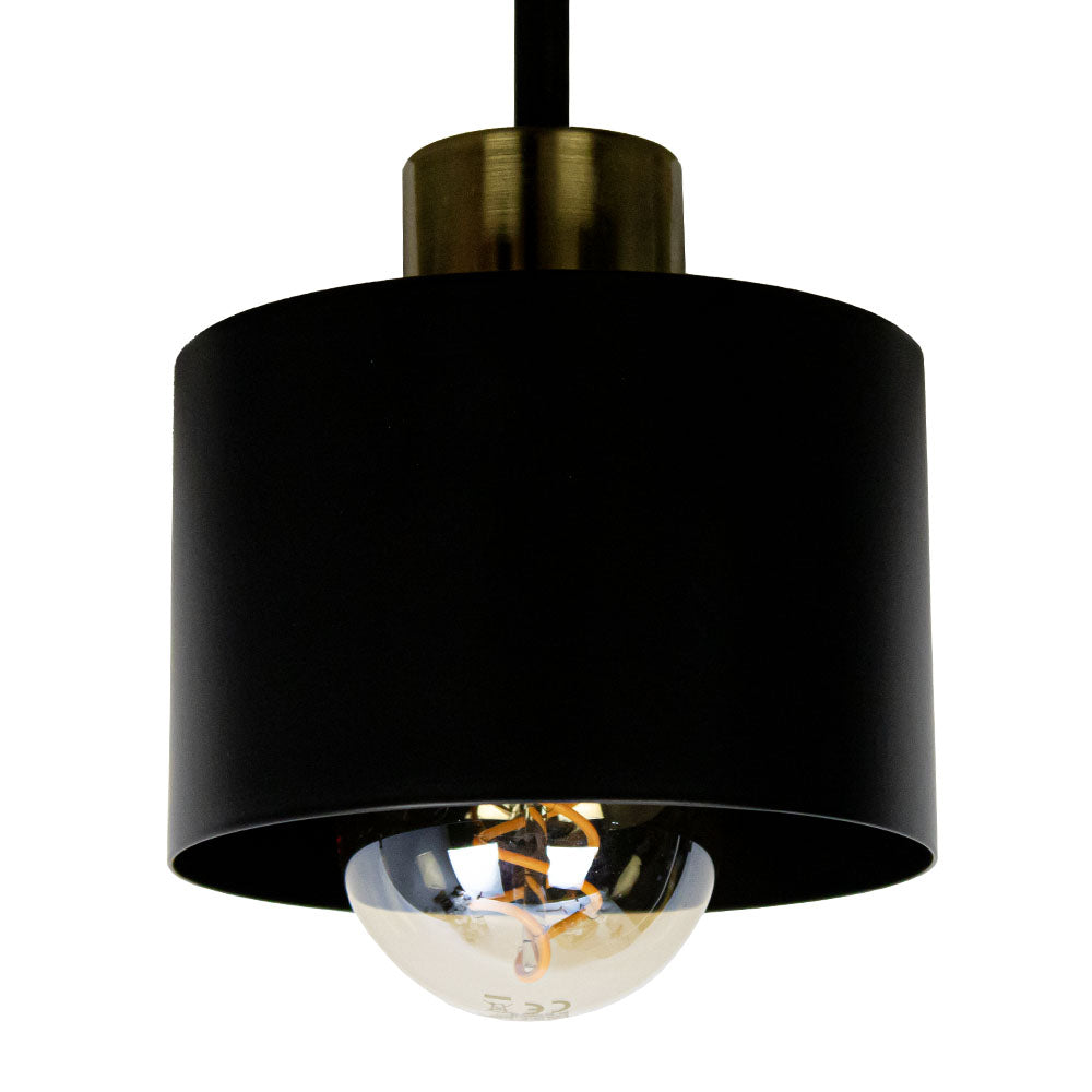 Black and Gold Three Light Ceiling Lamp — E27 Sockets