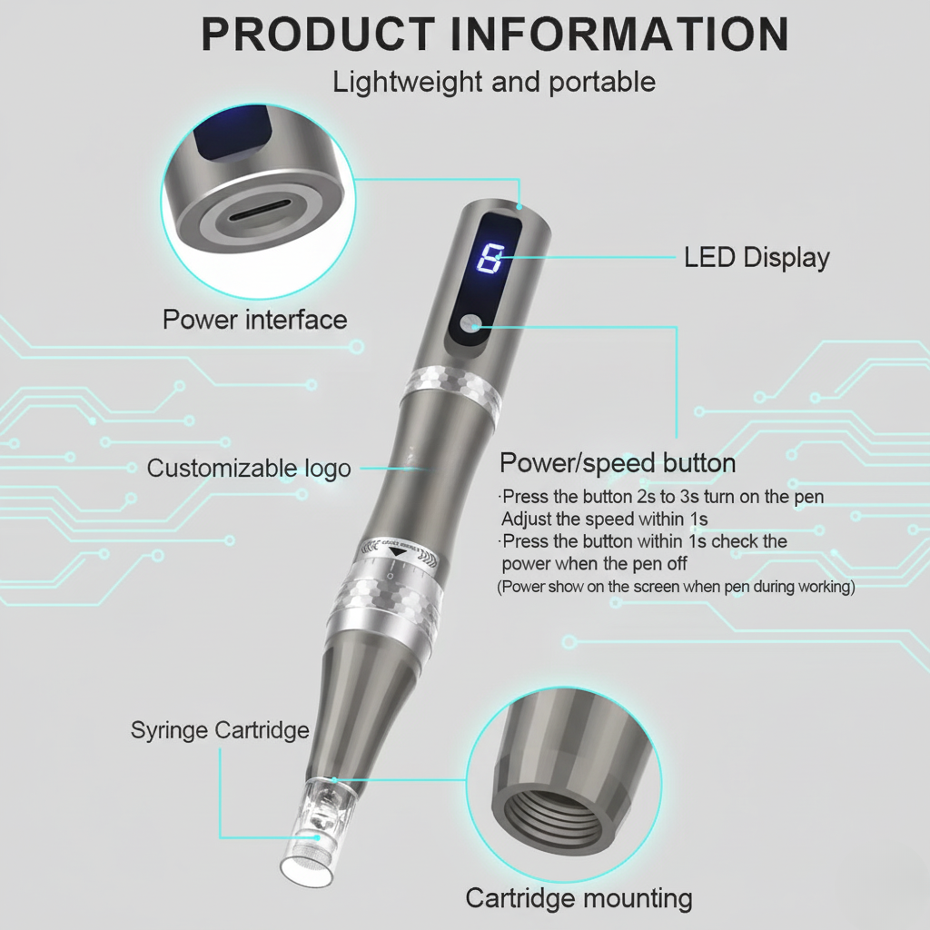 Bolígrafo de cartucho de espiral nano — dispositivo de microneedling con microcanales