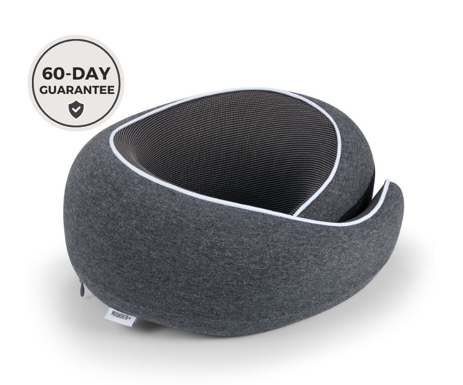 Almofada de viagem para o pescoço em espuma viscoelástica — Ajuste ergonómico e formato compacto para transportar