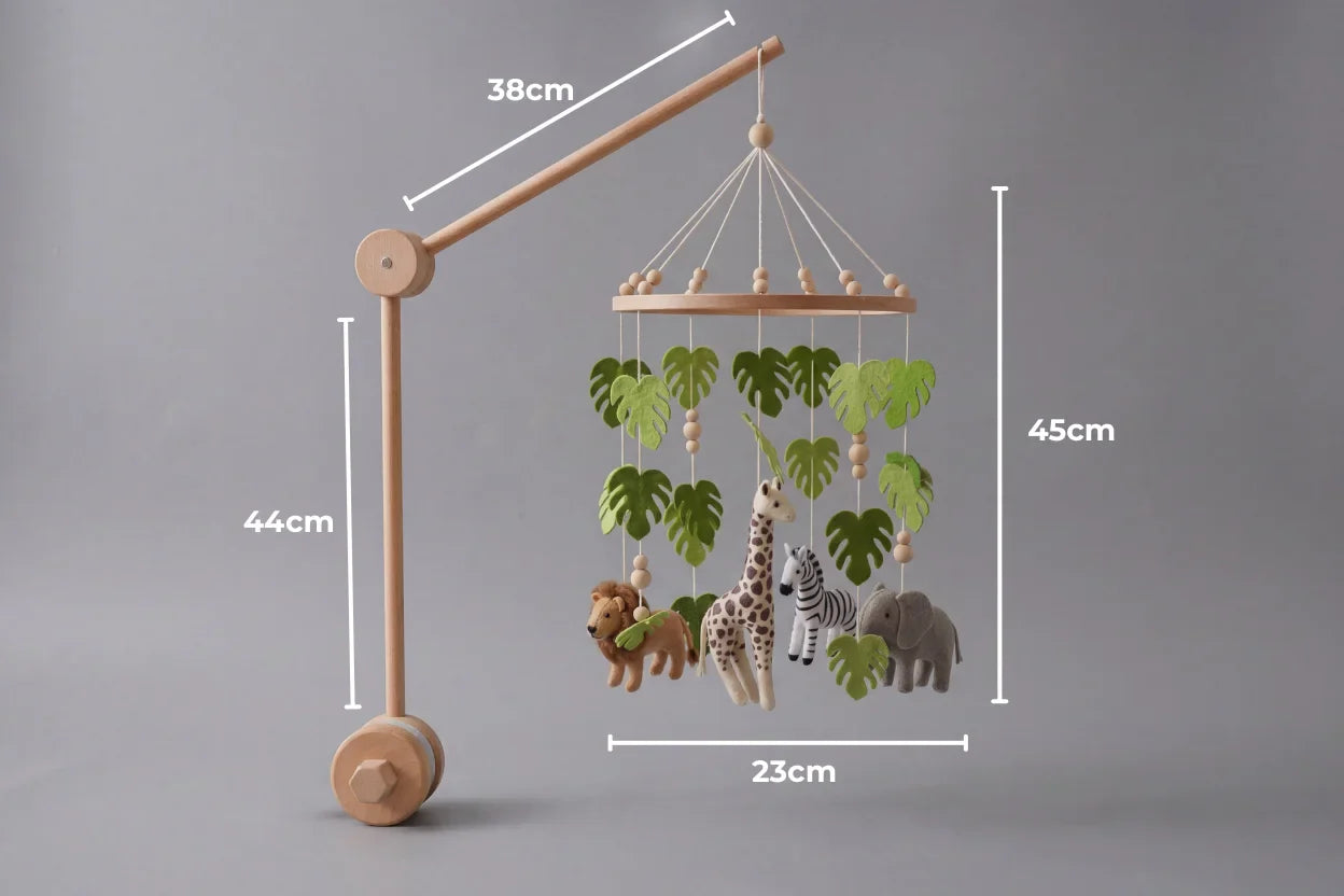 Wooden Baby Crib Mobile — Direct Arm Mount, Minimalist Design