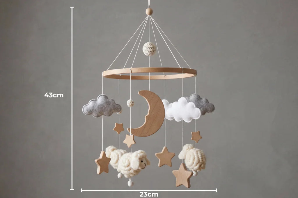 Wooden Baby Mobile — Slow Swaying Motion and Hanging Ornaments
