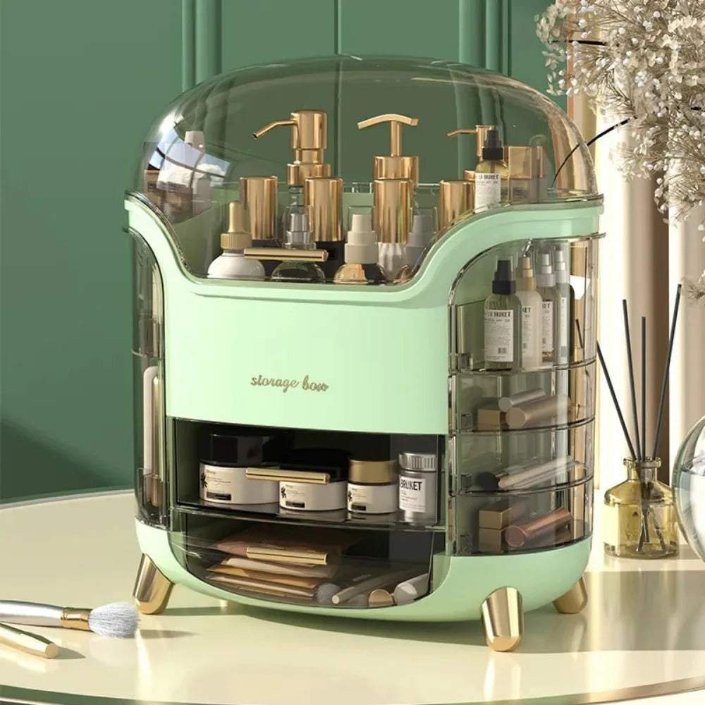 Transparent makeup- og smykkeorganisator — stor støvtæt kosmetikæske