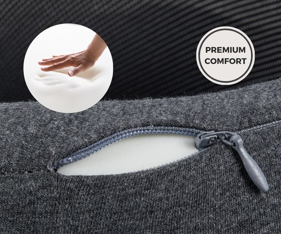 Almofada de viagem para o pescoço em espuma viscoelástica — Ajuste ergonómico e formato compacto para transportar
