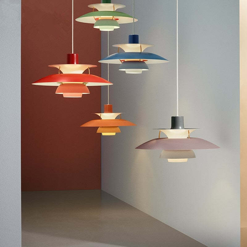 Morandi modern LED-hänglampa — färgglad skärm