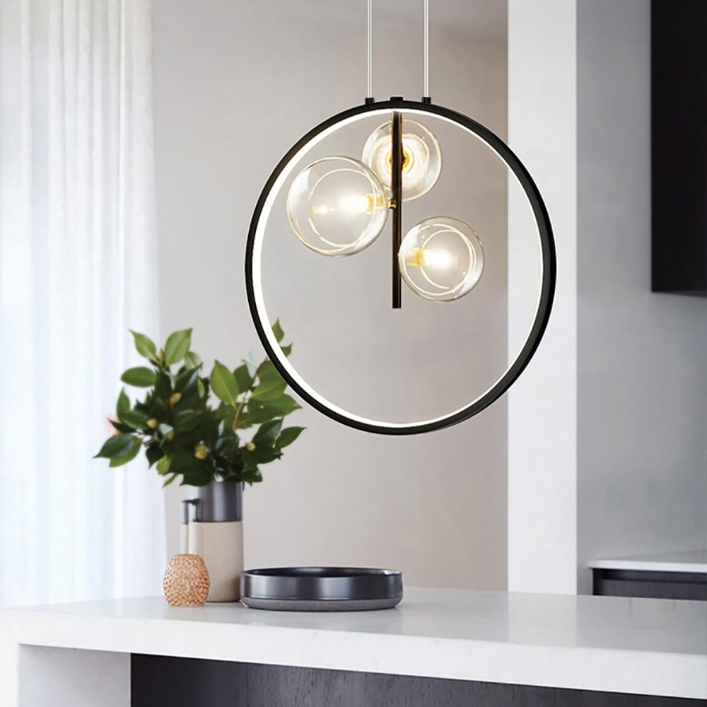 Kirra Schwarze Matte Glas Globe Pendelleuchte für moderne Flure
