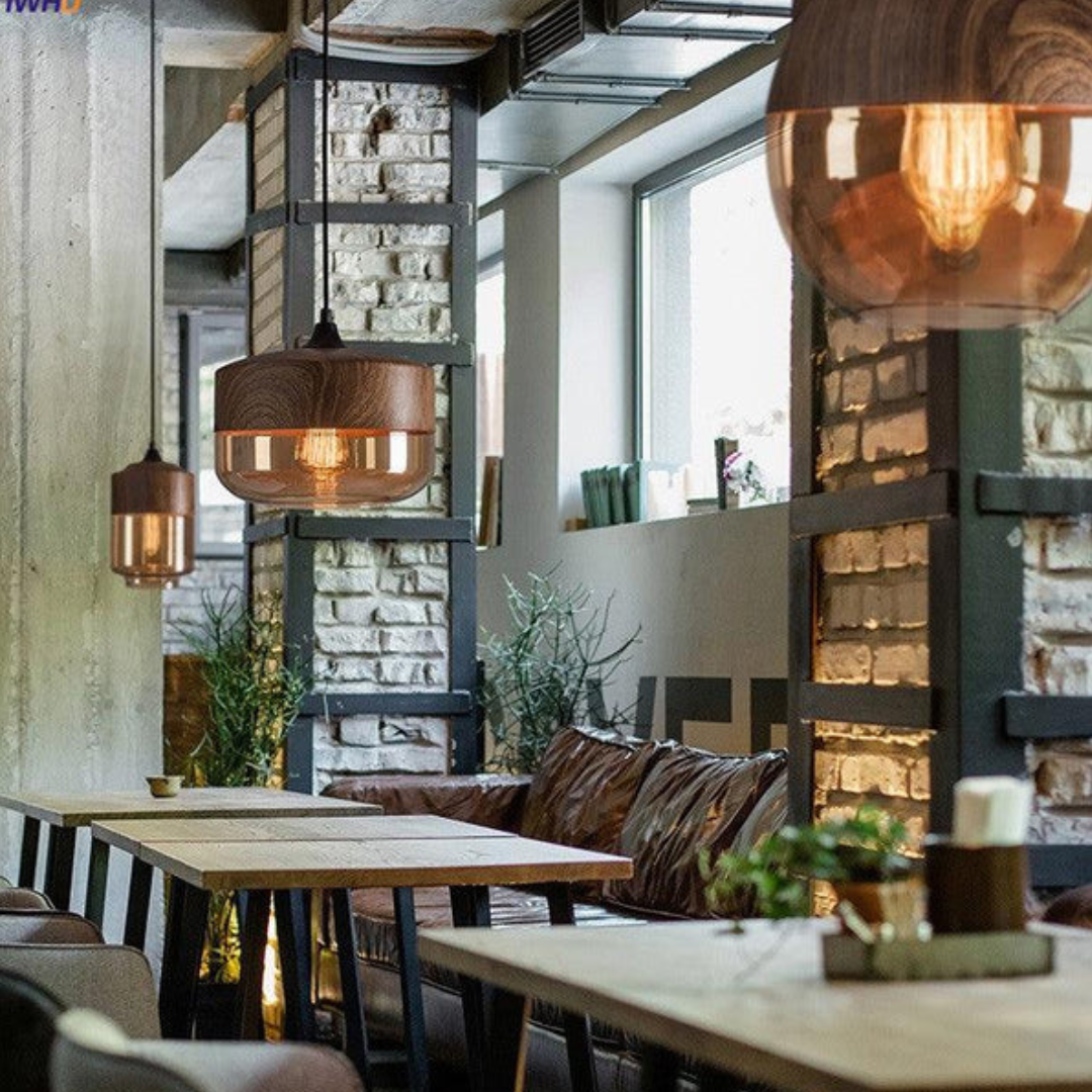 Kirrea Nordic Wood Pendant Light With Tinted Glass For Modern Living