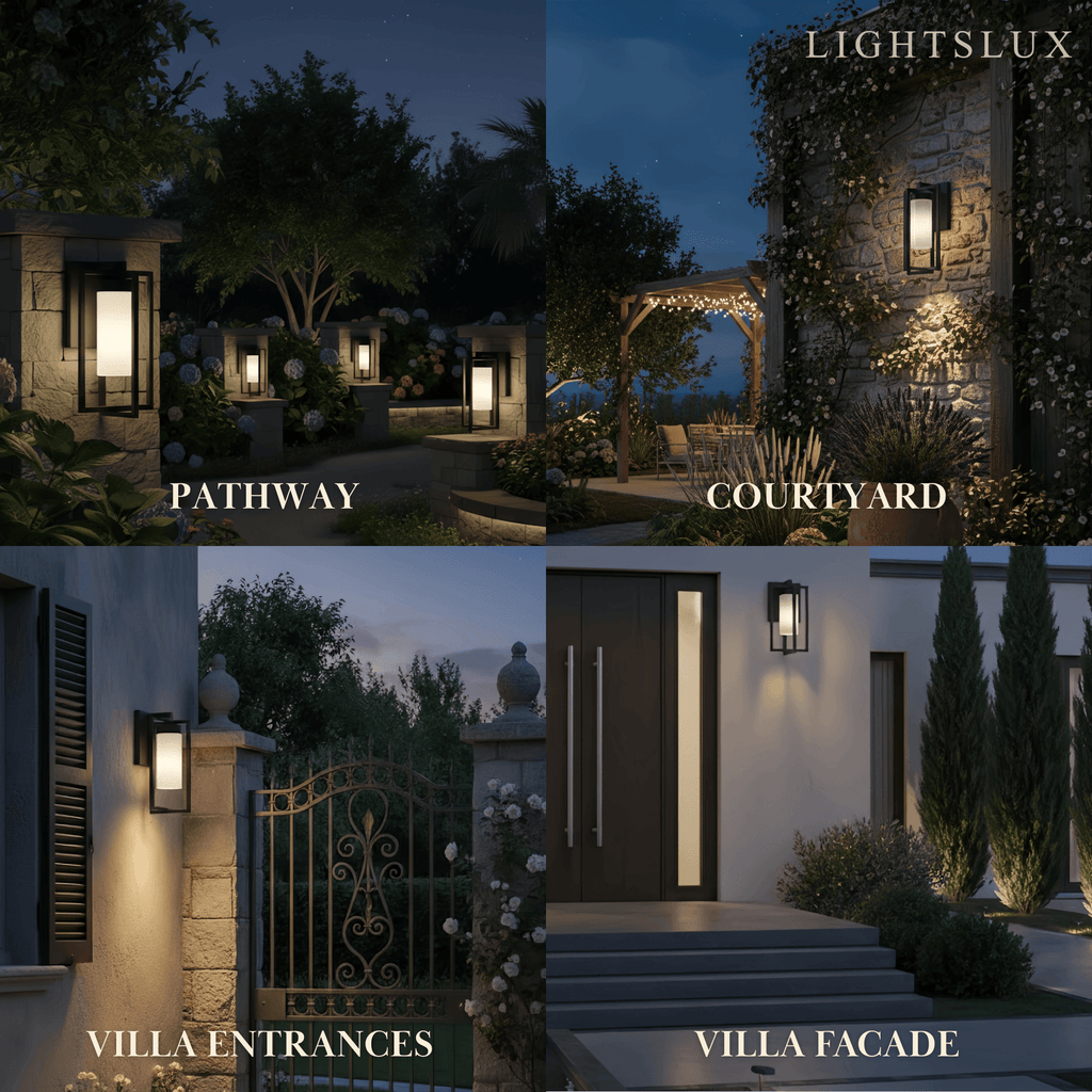Modern Rectangular Outdoor Wall Sconce - Black Metal for Courtyard - Flindria