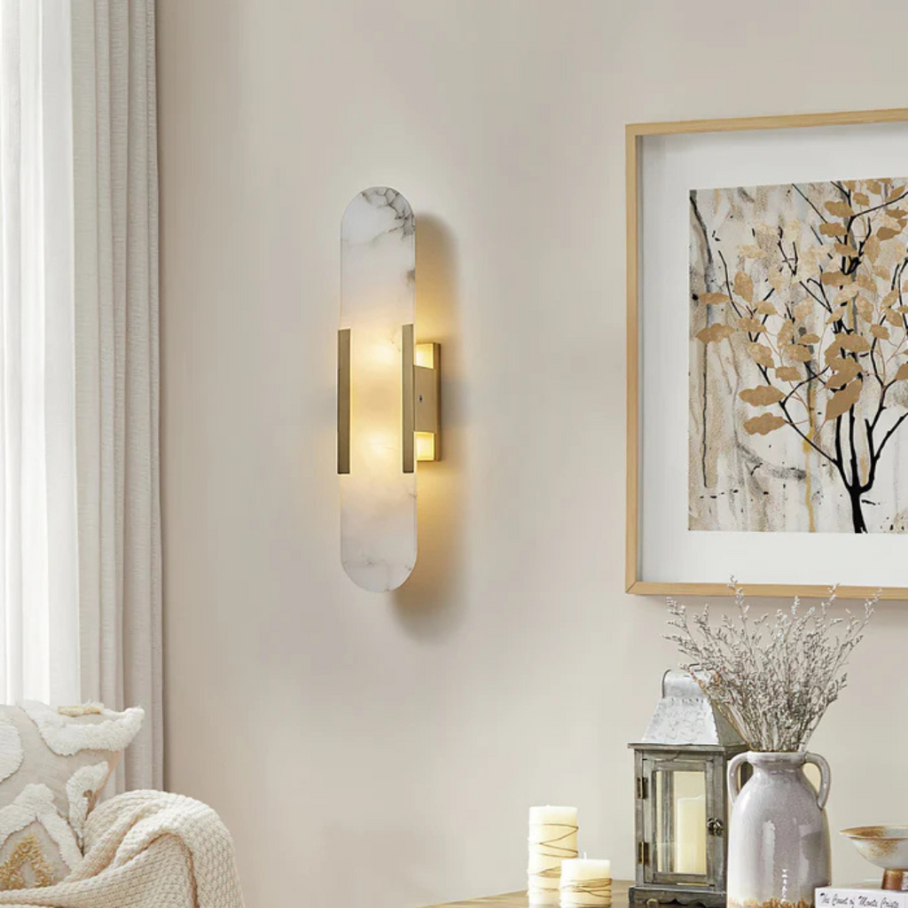 Aurora Marble Wall Light In Two Sizes For Ambient Indoor Atmosphere