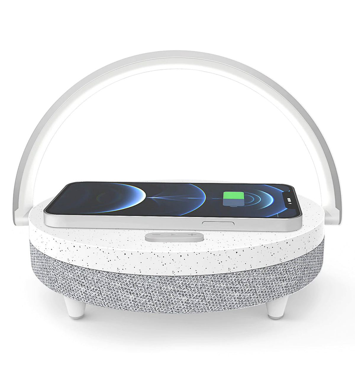 4-in-1 Bedside Lamp — Dimmable Light, Wireless Charging & Speaker