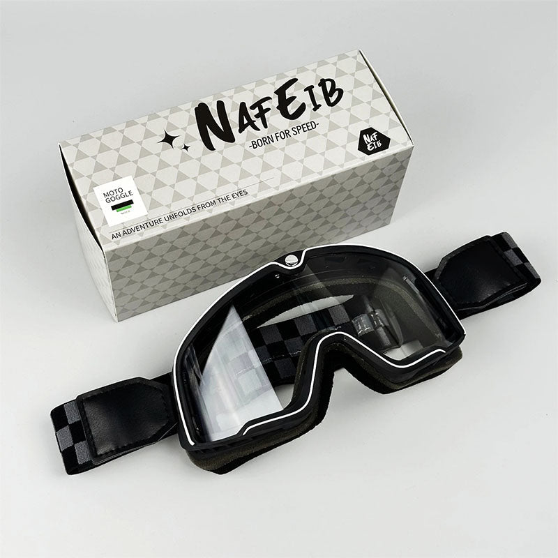 Retro-Motorradbrille - UV-Schutz, passt über Brillen