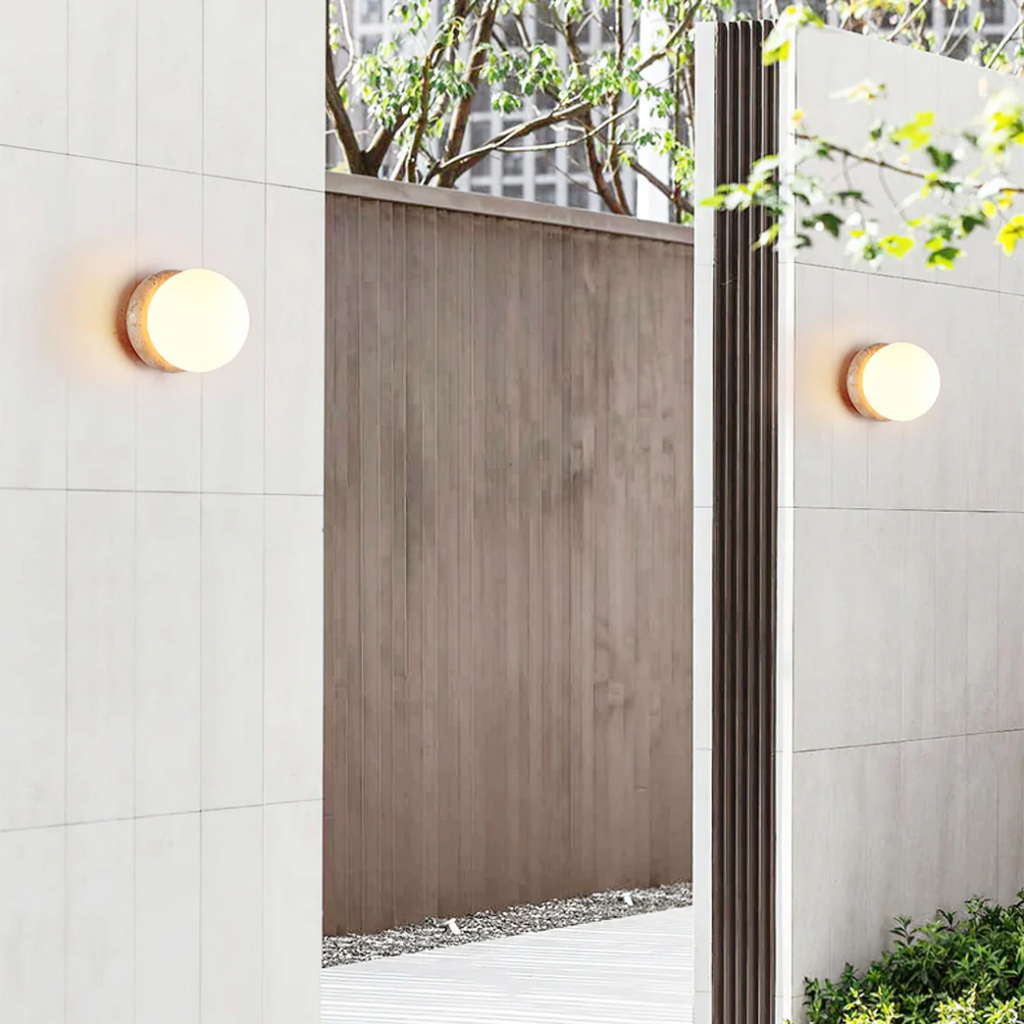 Travertine TerraLux Exterior Wall Light On Facades And Walkways