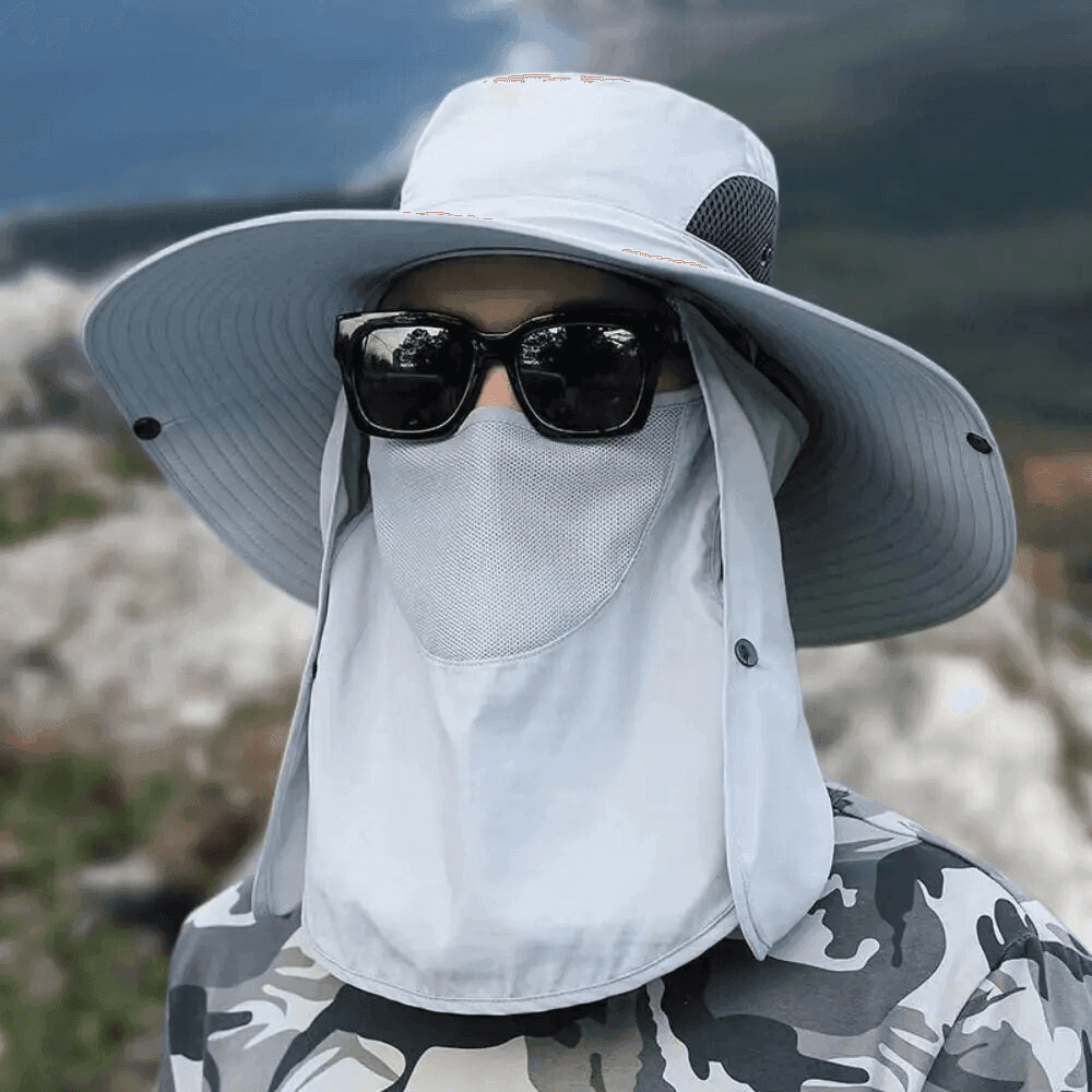Fiskerihat med bred skygge og god ventilation — fuld solbeskyttelse