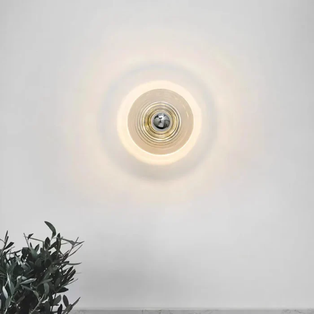 SolaraGlass Wall Lamp Featuring Warm Ambient Glow For Living Rooms And Bedrooms