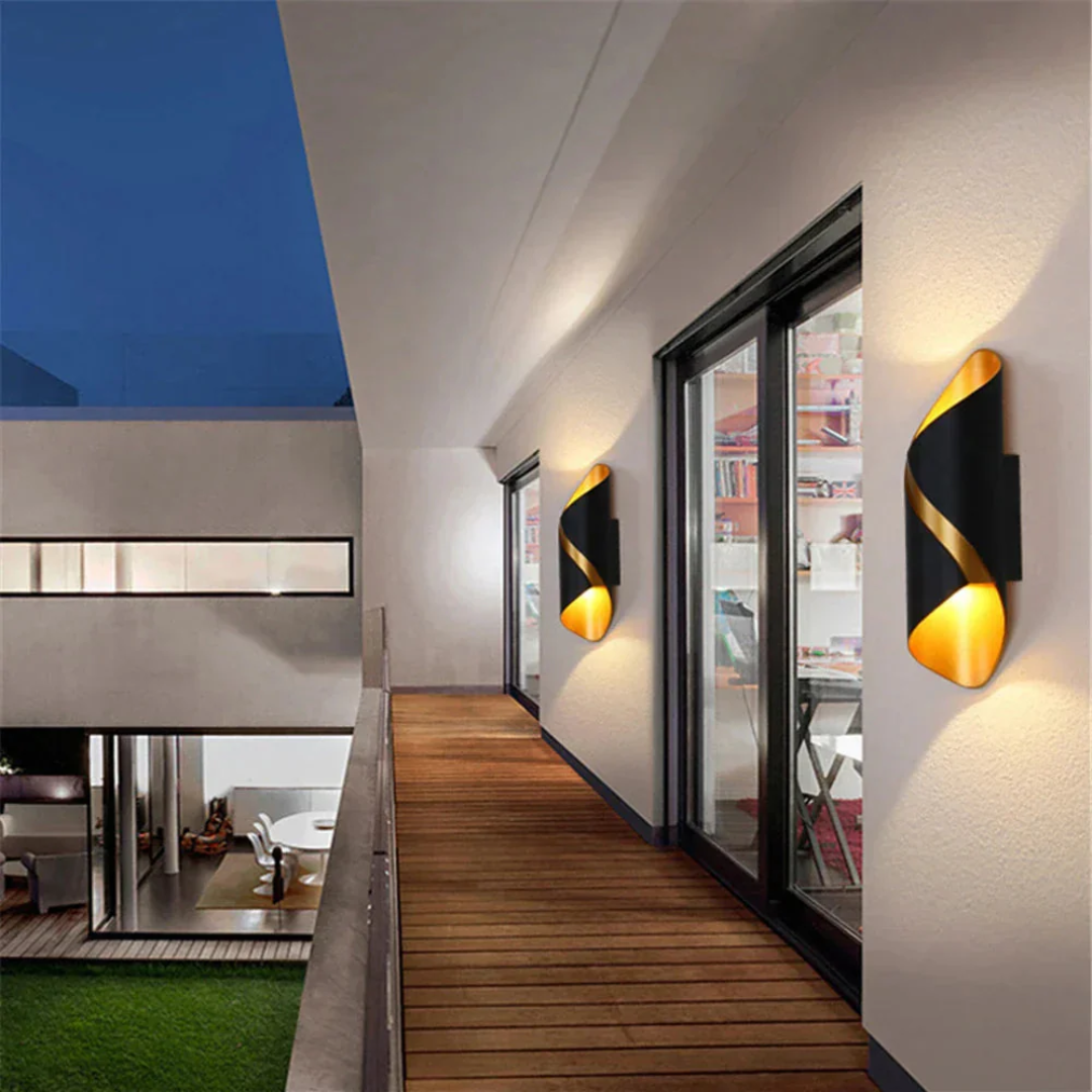 NexaLume Exterior Wall Light With Wave Pattern For Outdoor Spaces