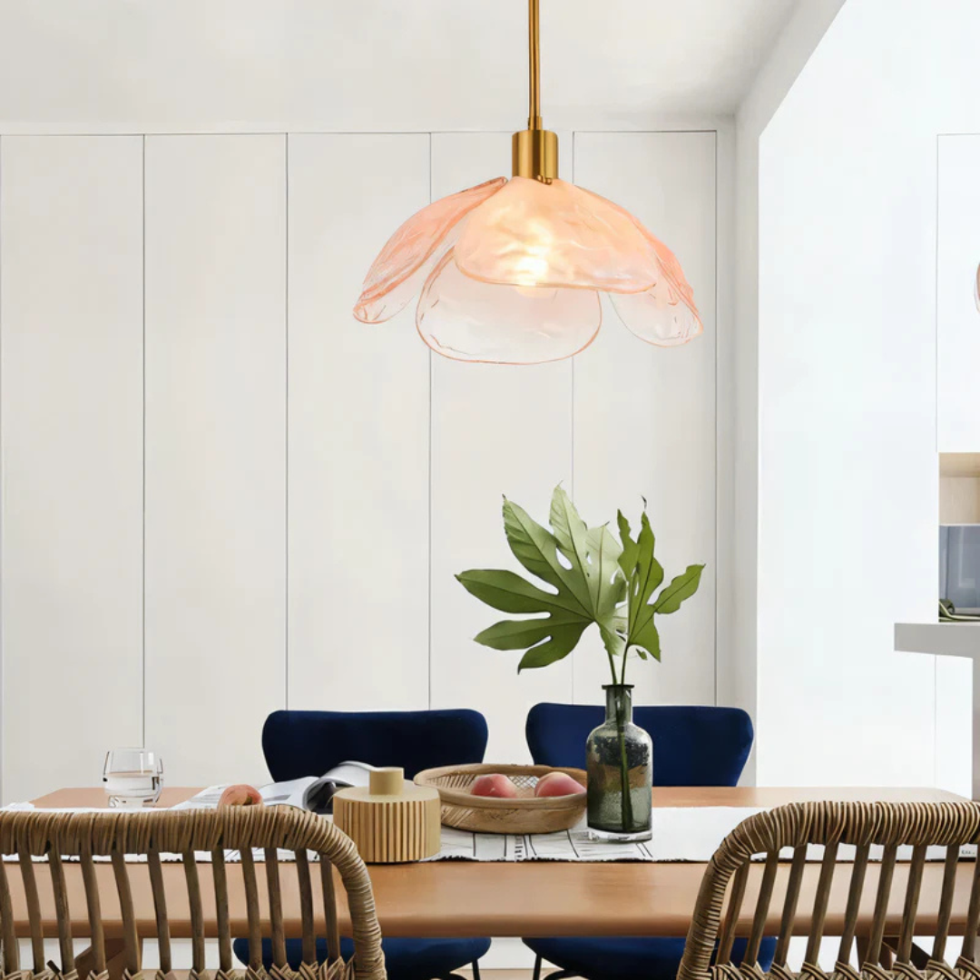 Novara Pendant Light With Colorful Floral Accent For Dining Room Ambiance