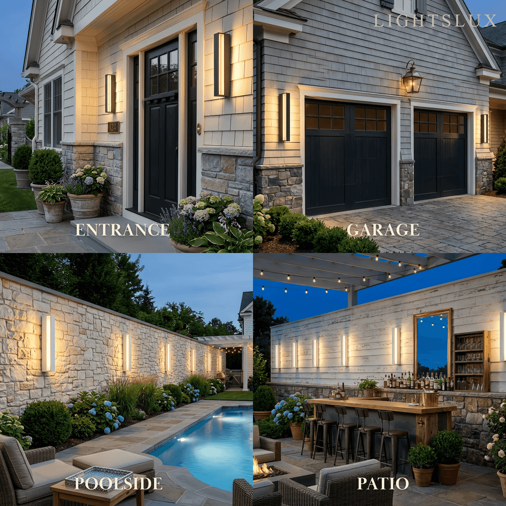 Modern Rectangular Outdoor Wall Lamp – Metal Sensor Light Garden/Patio - Flindria