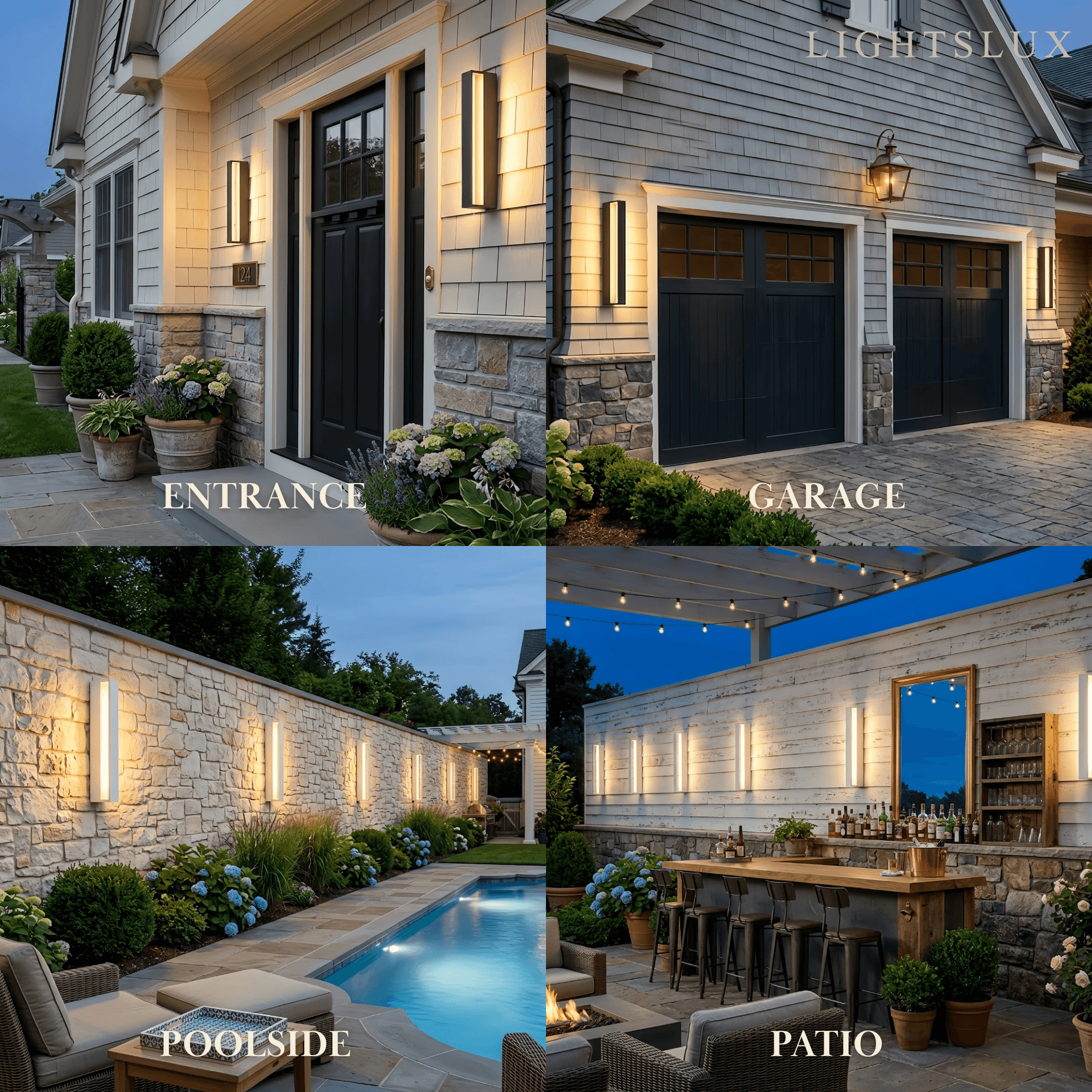 Modern Rectangular Outdoor Wall Lamp – Metal Sensor Light Garden/Patio - Flindria