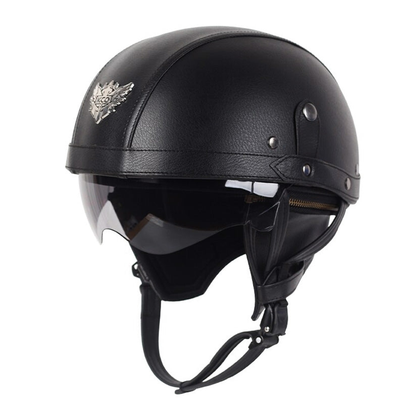Vintage Casco Moto Helmet — DOT Safety, Retractable Brown Lens