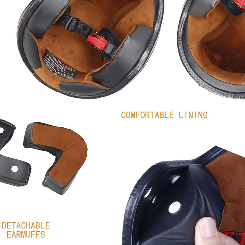 Casco retro plateado 3/4 para motocicleta — Aprobado por DOT y ECE