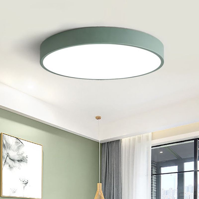 Morandi moderne runde LED-Deckenleuchte, rosa-graues Metall