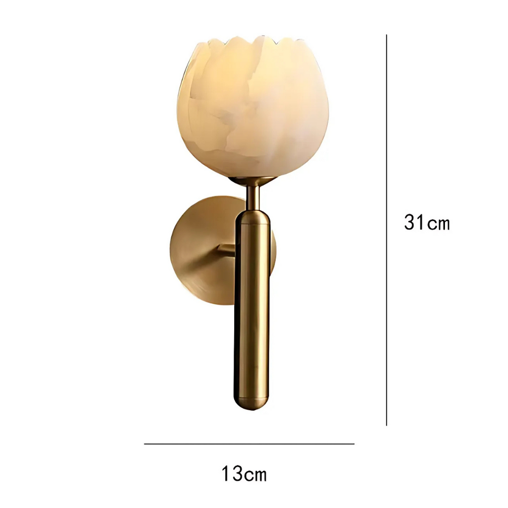 Solara Marble Wall Lamp Featuring LED Lighting And Copper Accents