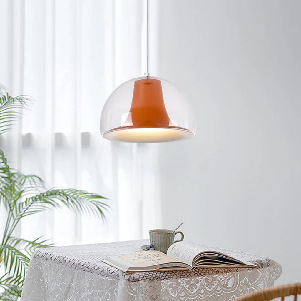 Aurelia Curved Pendant Light For Dining Rooms With Glass Accent