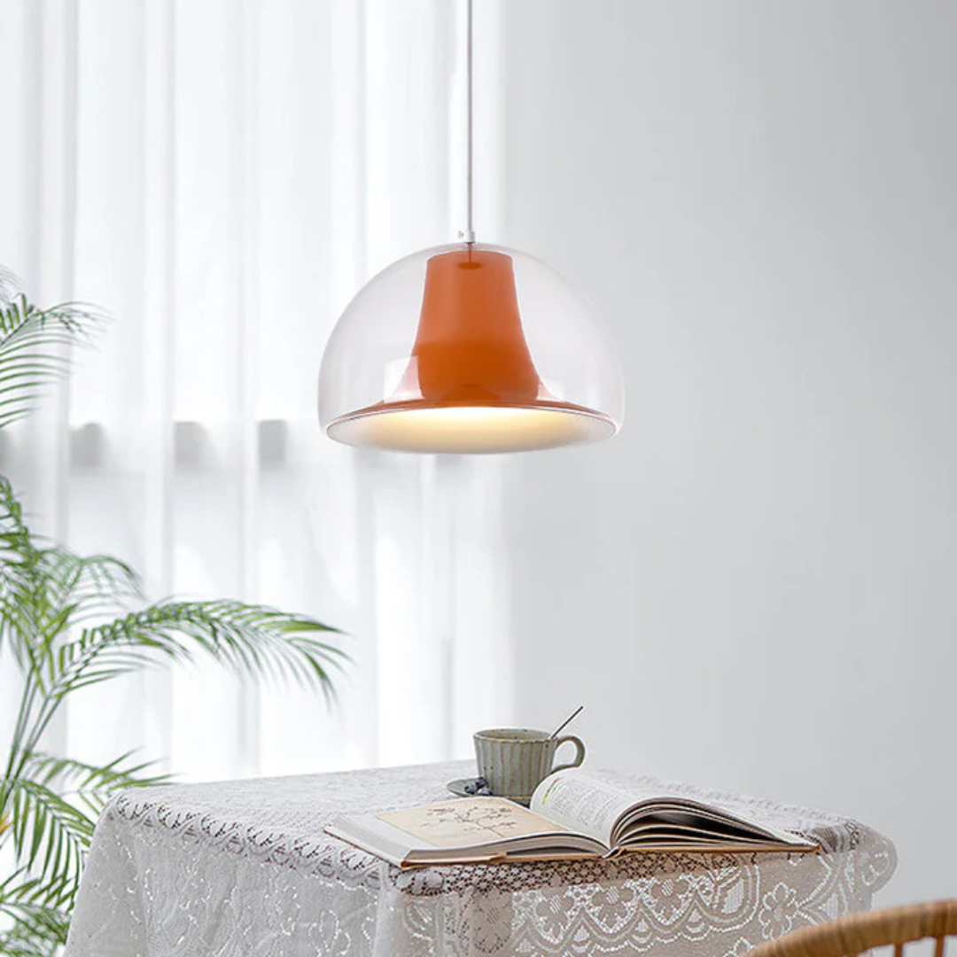 Aurelia Curved Pendant Light For Dining Rooms With Glass Accent