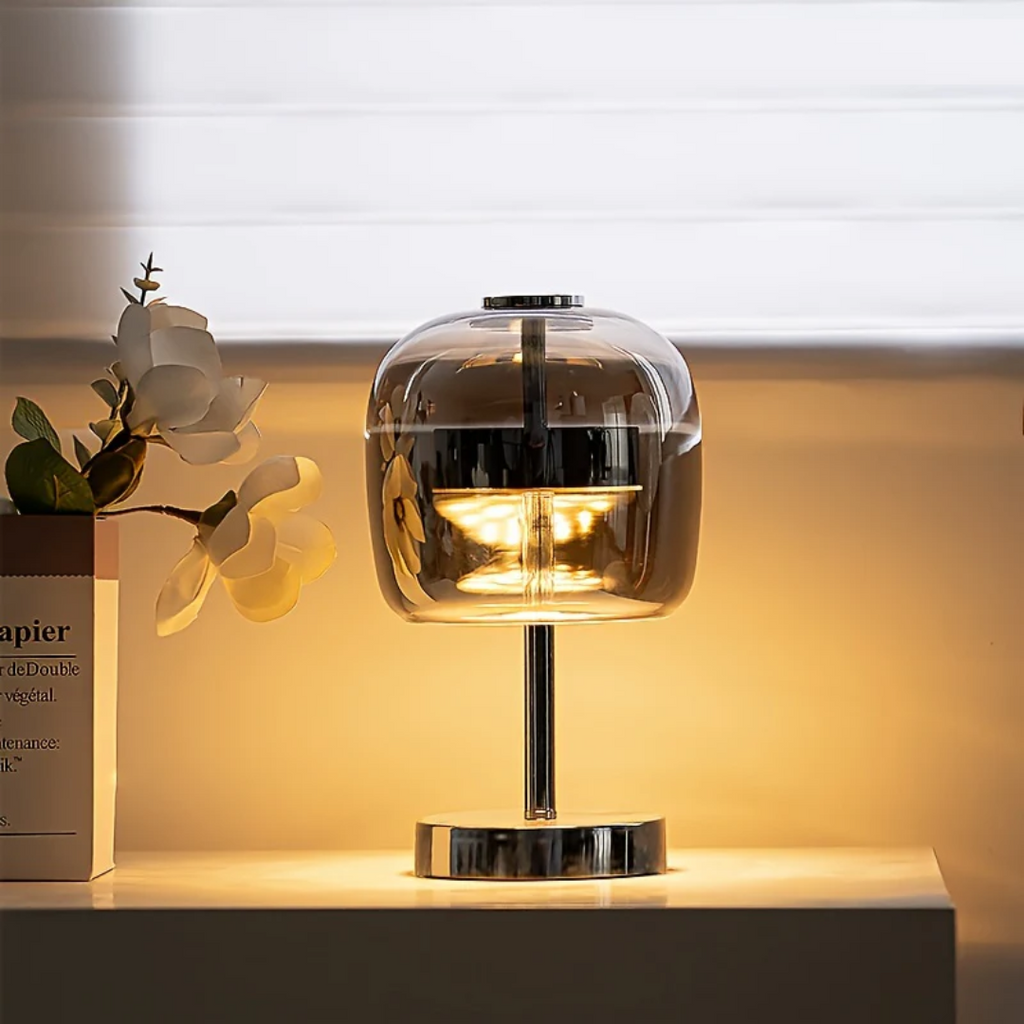 AstraLume Dimmable LED Glass Shade Table Lamp For Living Rooms