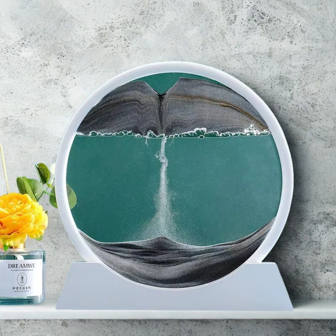 Gravity Flow Sand Art Frame — Circular Multi-Hued Kinetic Decor