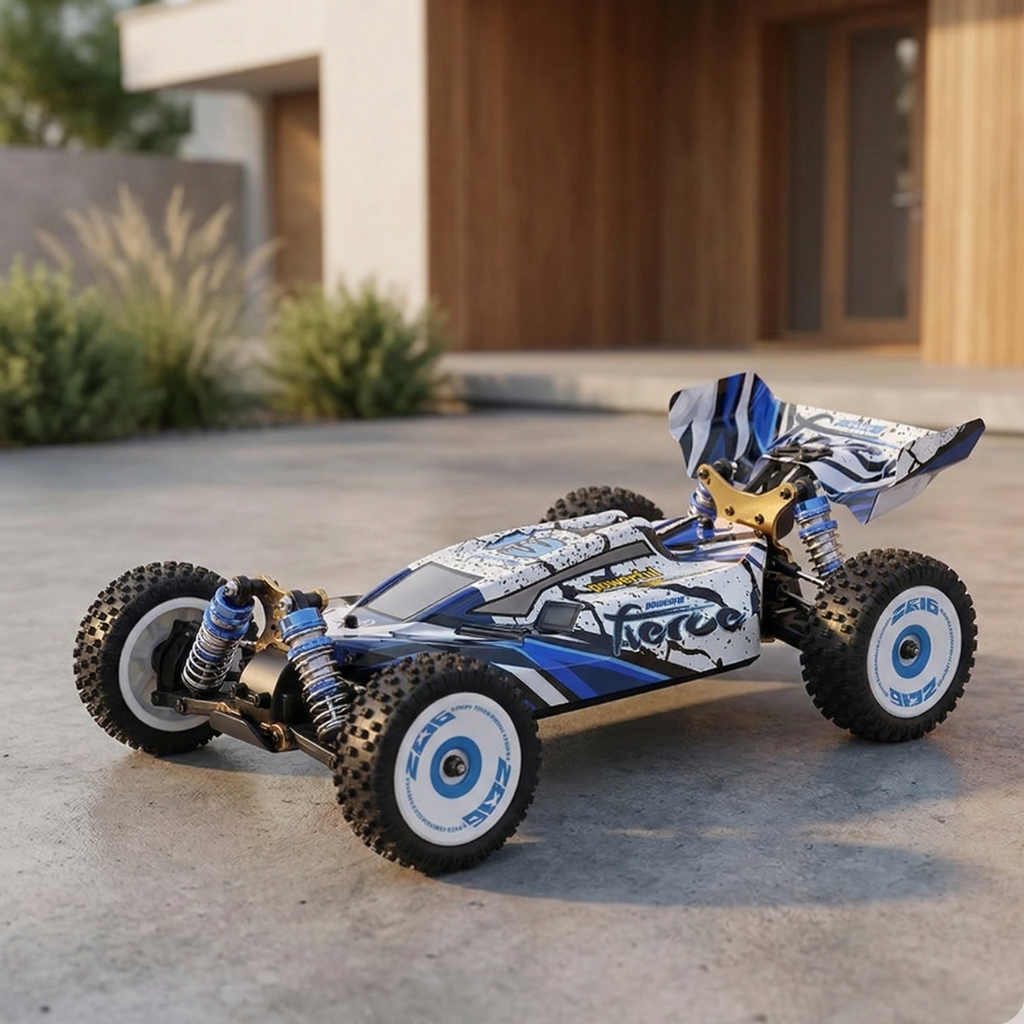 Bezuhlíkový závodní RC model auta v měřítku 1:12 s pohonem 4×4 — terénní závodní model s vysokou rychlostí 75 km/h