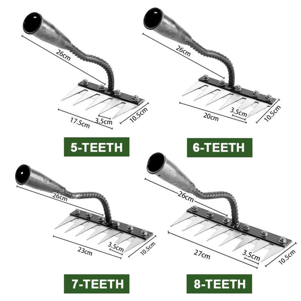 ThriveGard Manual Weeding Rake — Steel Teeth Blade, Ergonomic Grip