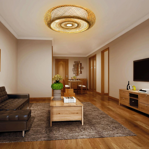 AiraWeave Bamboo Handwoven Ceiling Light For Boho And Scandinavian Interiors