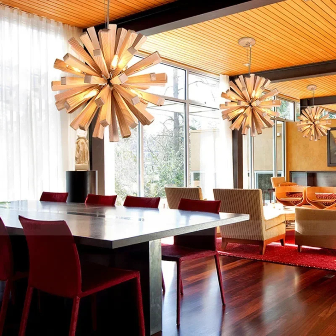 SylvaLume Wood Pendant Lamp With Warm Tone For Dining Rooms