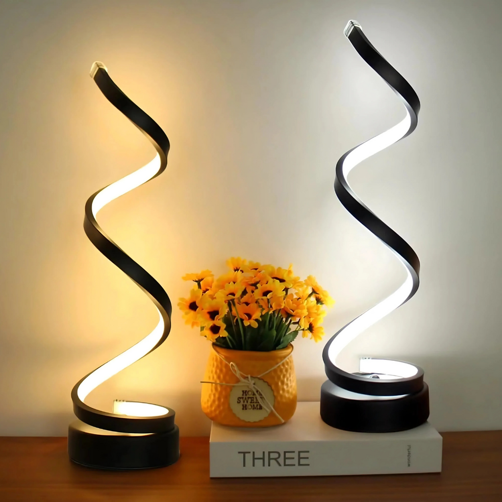 LumaSpire Spiral LED Table Lamp With Battery Power Dimmable And Tunable Light