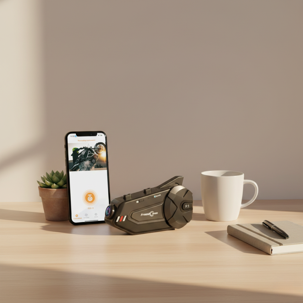 Intercom Bluetooth pour moto — Casque modulaire, caméra 1080P, portée de 1000M