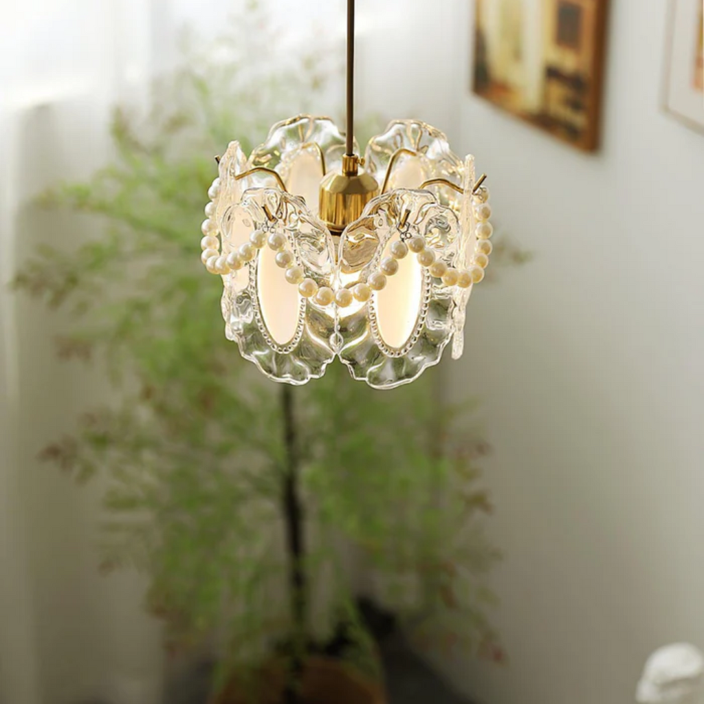 Asteria Pendant Lamp In Bloom Glass Design For Dining And Living Rooms