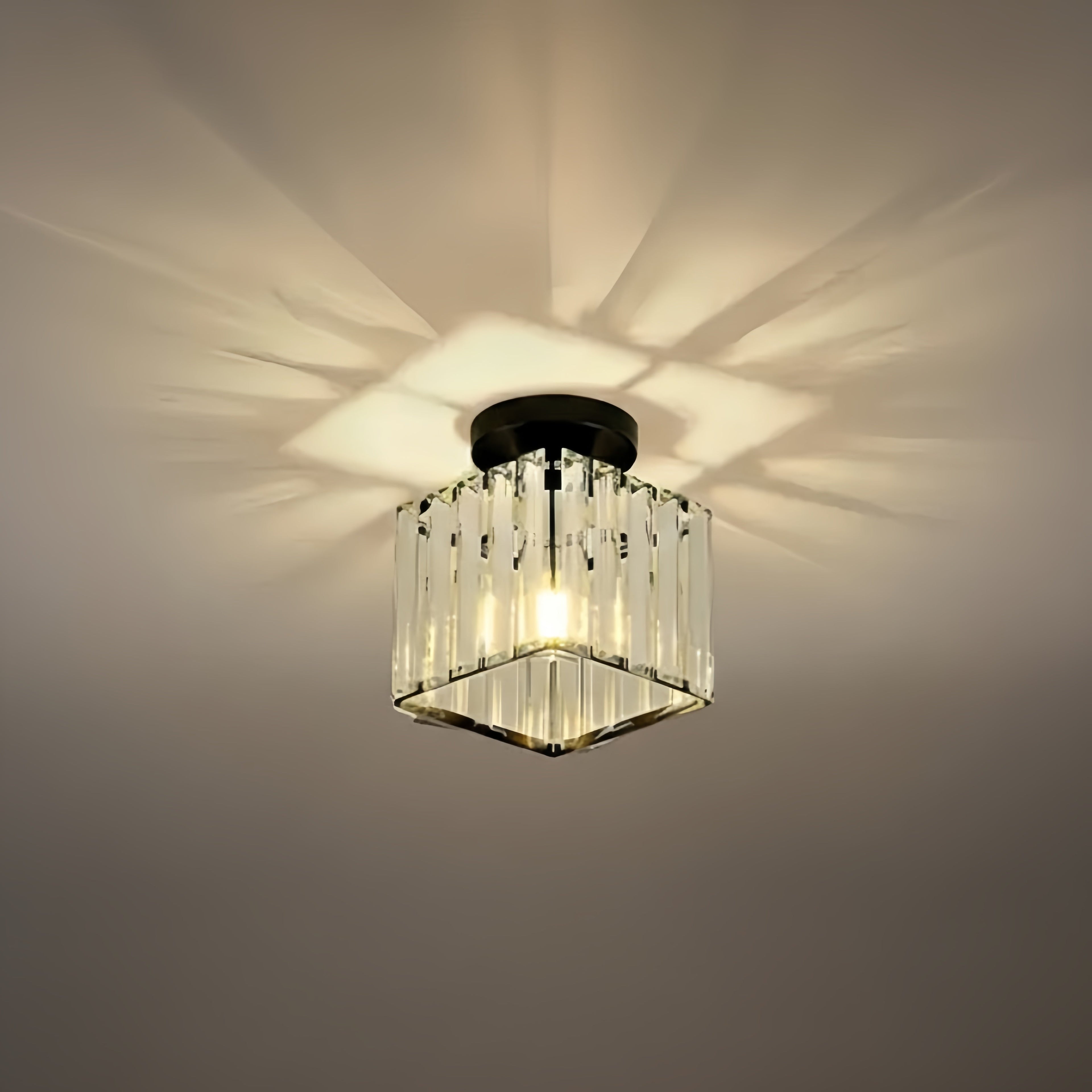 Modern Ceiling Lamp Metal/Crystal Design in Black/Gold/Silver for Bedroom - Flindria