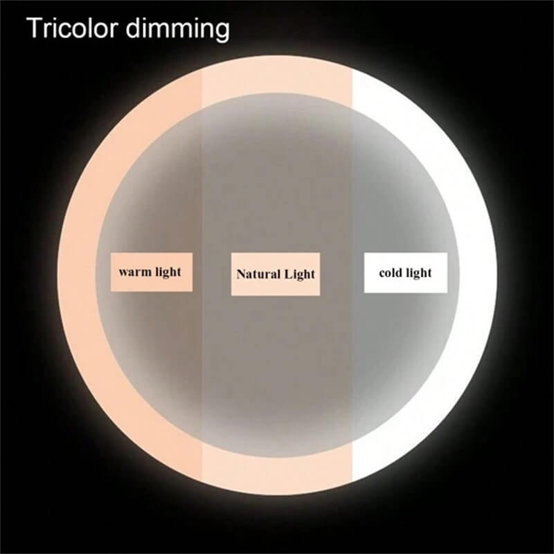 Specchio LED da trucco — Illuminazione dimmerabile, supporto con rotazione a 360 gradi, pannello di controllo touch