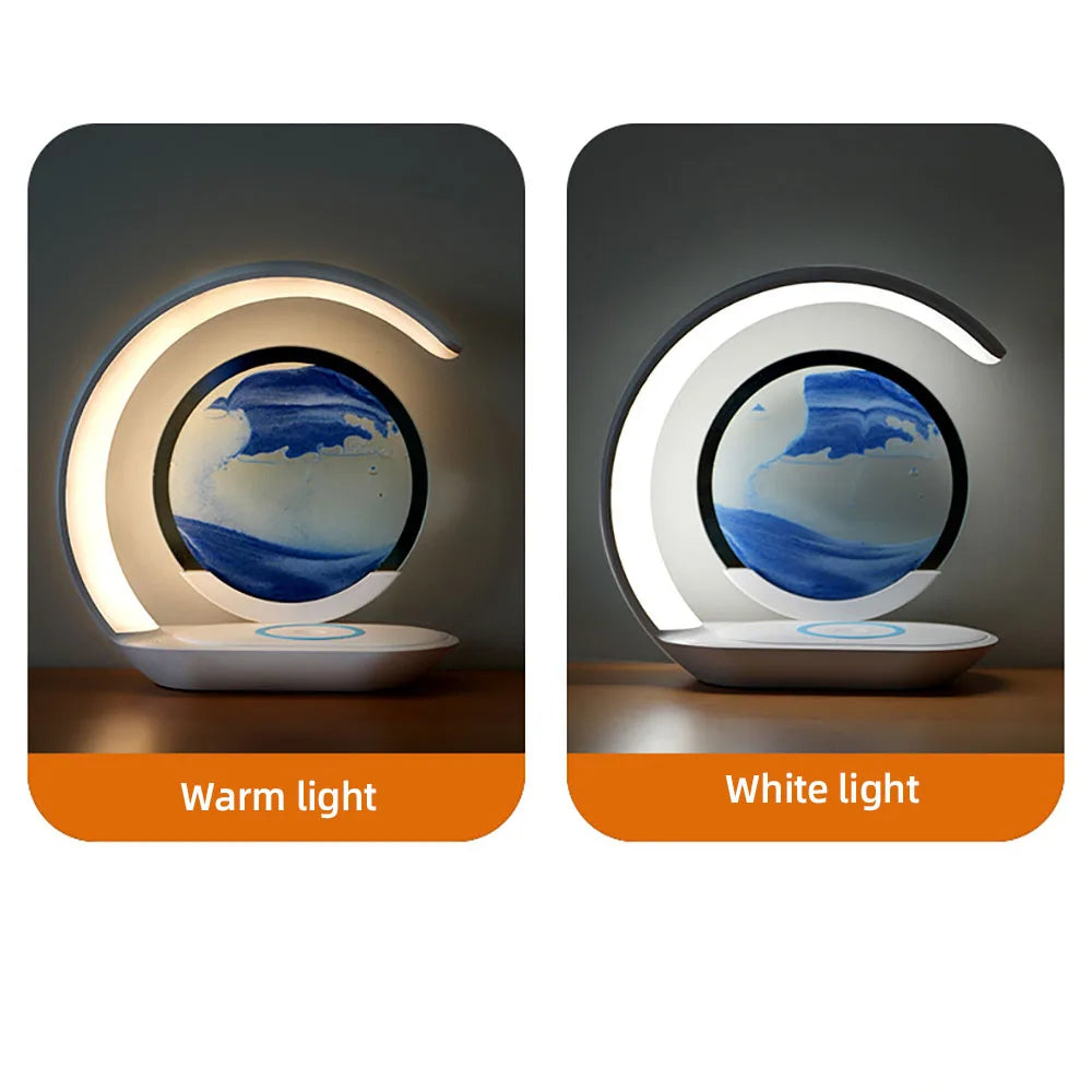 3D Sand Art Table Lamp with Wireless Charger | Filindra