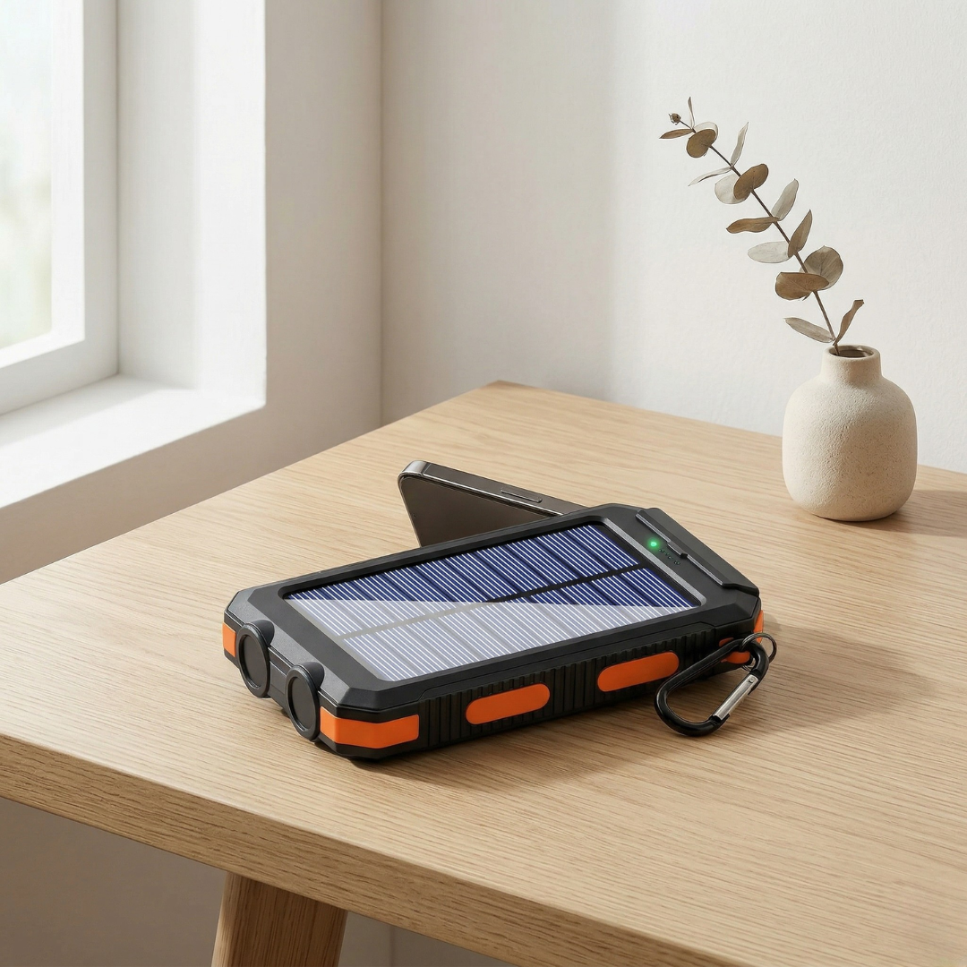 80000mAh Solar Power Bank — Integrated LED Light, Portable Charger