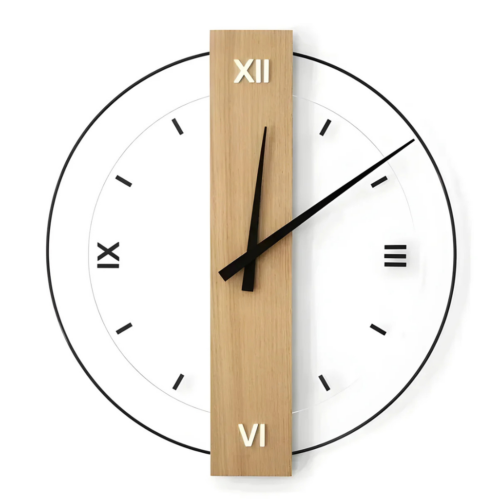 Averin Quiet Wall Clock Crafted From Wood For Living Room Decor