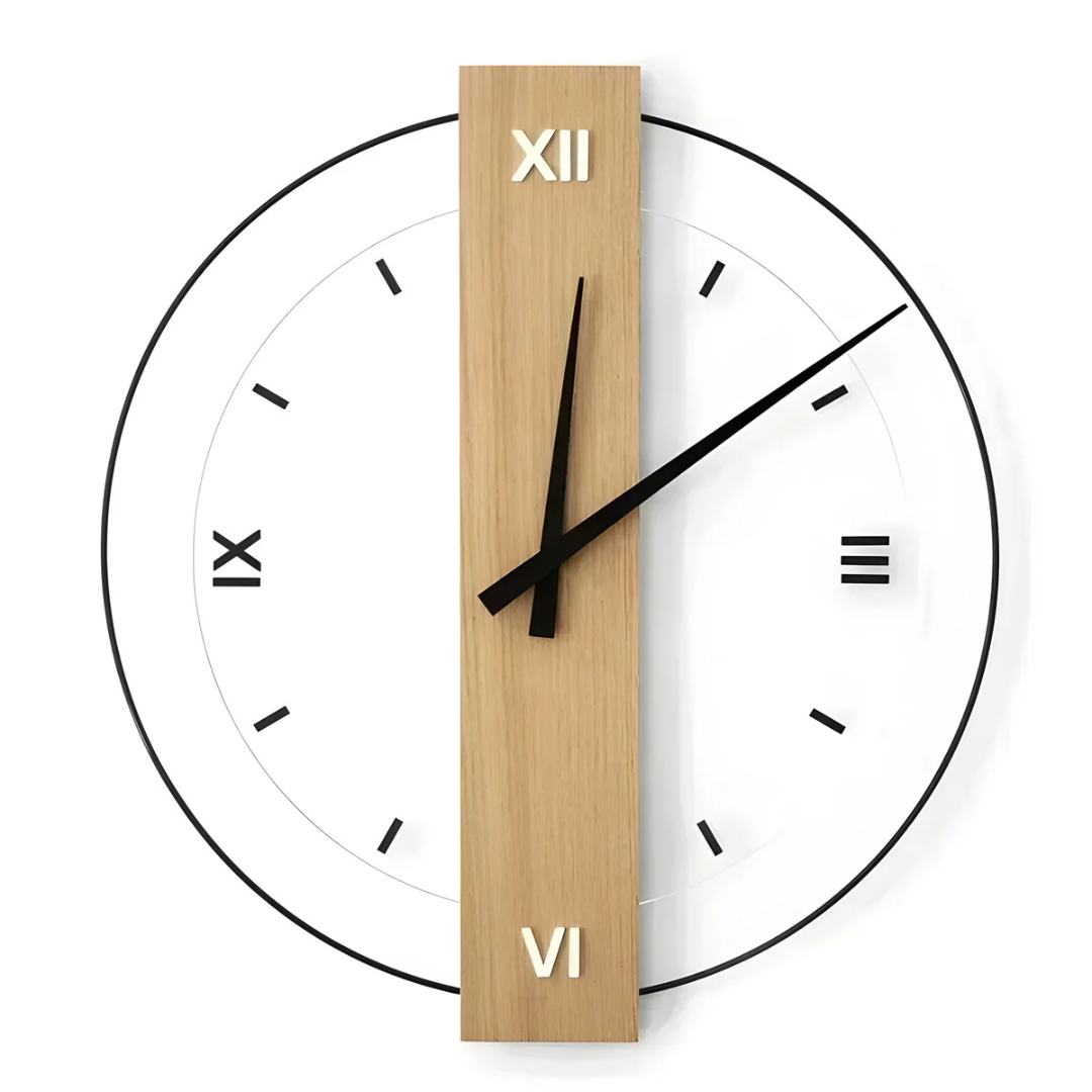 Averin Quiet Wall Clock Crafted From Wood For Living Room Decor