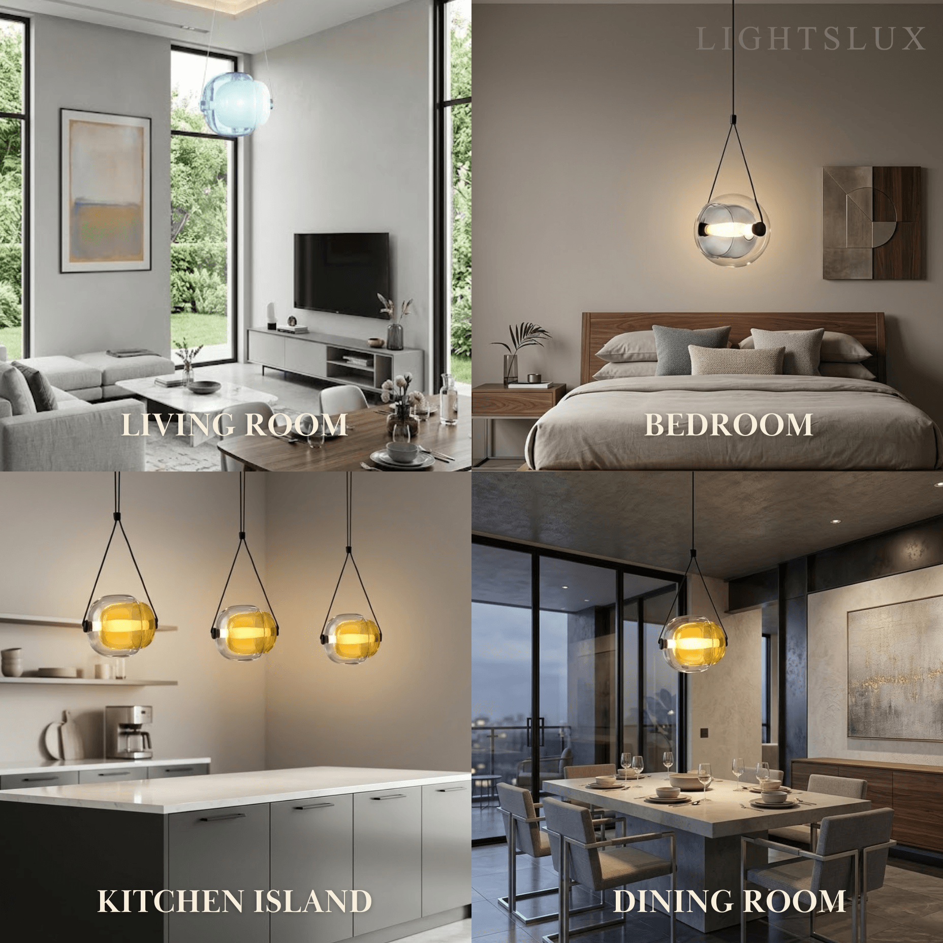 Modern Minimalist Glass Pendant Light – 6 Colors for Dining Room - Flindria