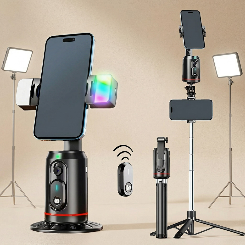Chytrý sledovací gimbal stabilizátor — motorizovaný držák proti otřesům, inteligentní sledování obličeje