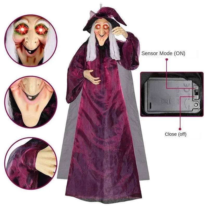 Animated Halloween Witch Decor with Sound and Glowing Eyes | Filindra