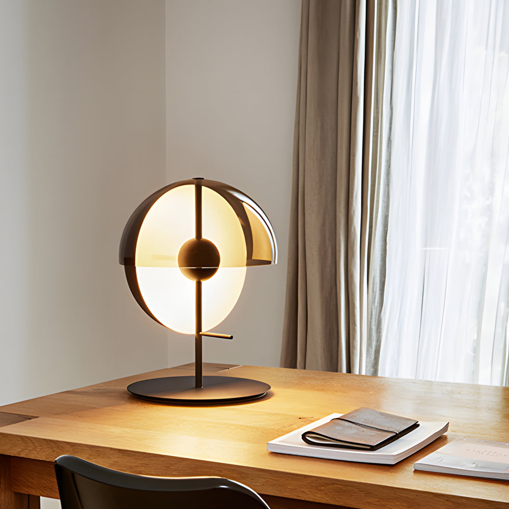 Theia Table Lamp — Vertical Half-Sphere, Horizontal Smoked Screen