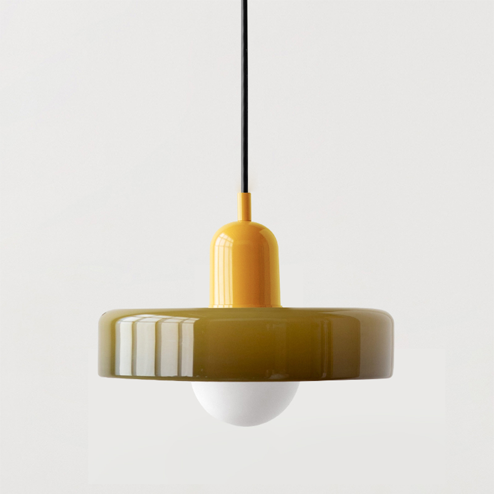 Liora Bauhaus Colored Glass Pendant Light - Adjustable Height Suspension