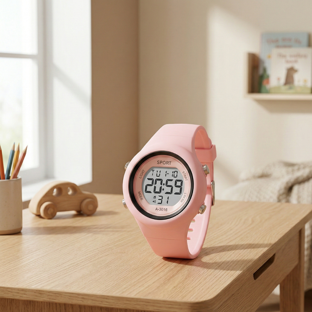 Digital Waterproof Sports Watch — Chronograph Timer, Alarm & Hourly Chimes