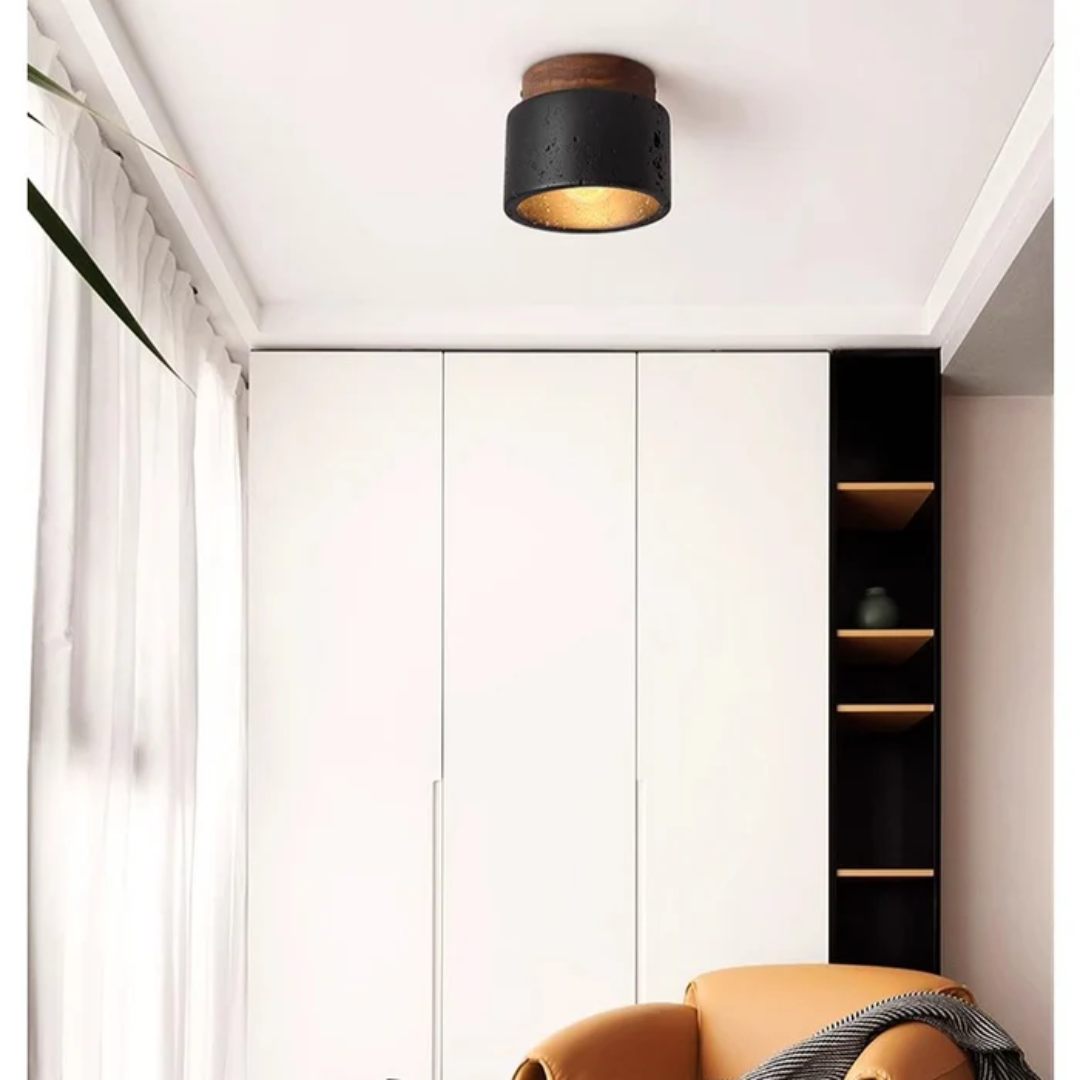 StoneVale Stone Look Ceiling Light For Hallways And Living Areas, 12 Cm Diameter